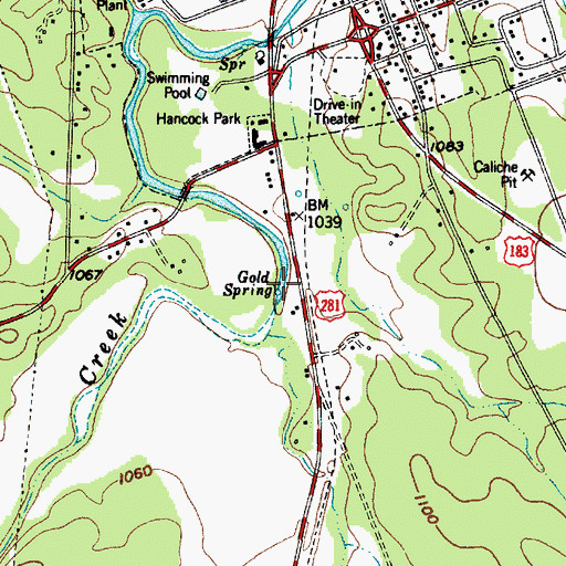 Topographic Map of Gold Spring, TX