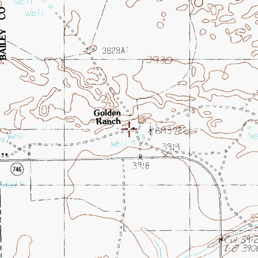 Topographic Map of Golden Ranch, TX