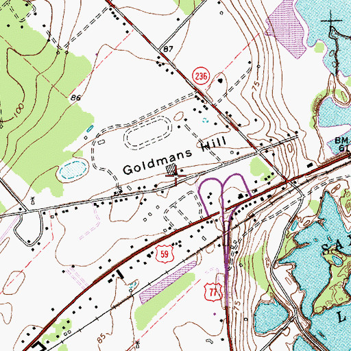 Topographic Map of Goldmans Hill, TX