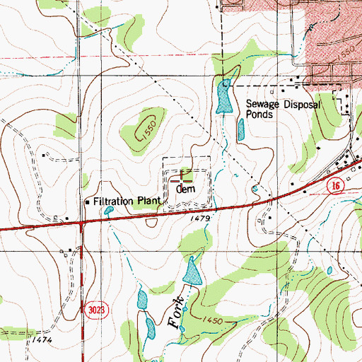 Topographic Map of Goldthwaite Memorial Cemetery, TX