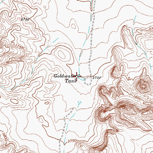 Topographic Map of Goldwater Tank, TX
