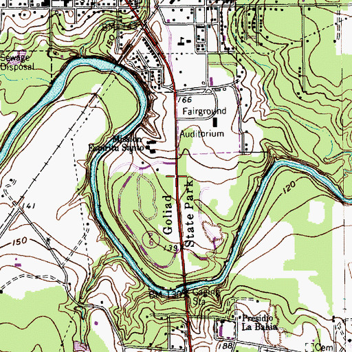 Topographic Map of Goliad State Park, TX