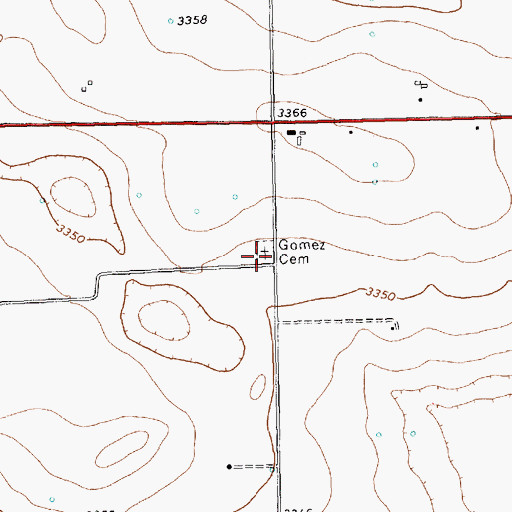 Topographic Map of Gomez Cemetery, TX