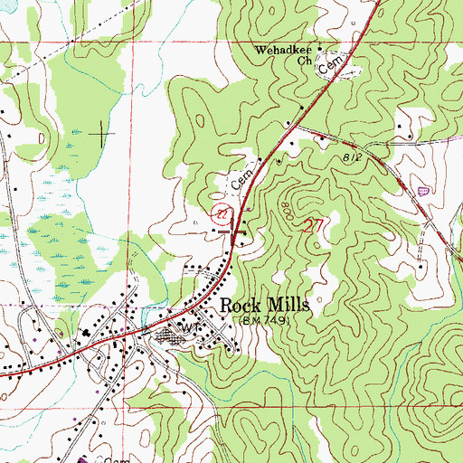Topographic Map of Rock Mills Church, AL