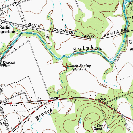 Topographic Map of Gooch Spring, TX