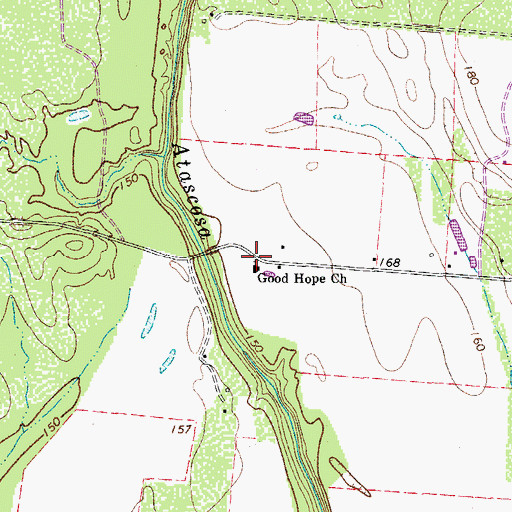 Topographic Map of Good Hope Church, TX