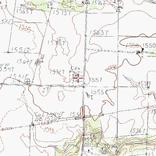 Topographic Map of Goodlett Cemetery, TX