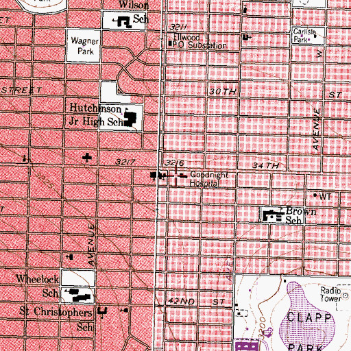 Topographic Map of Goodnight Hospital, TX