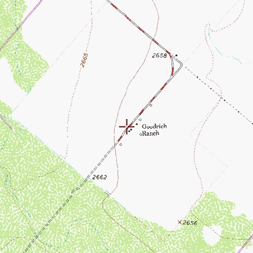 Topographic Map of Goodrich Ranch, TX