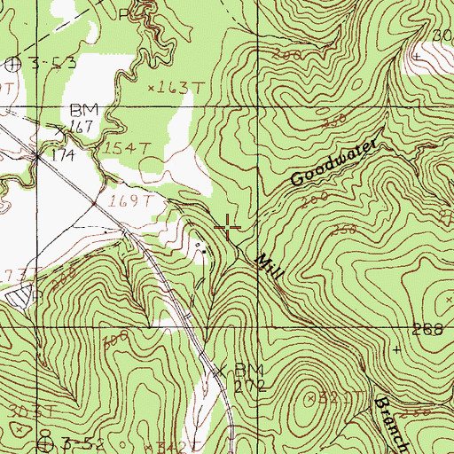 Topographic Map of Goodwater Branch, TX