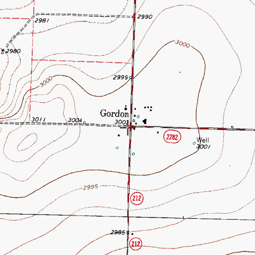 Topographic Map of Gordon, TX