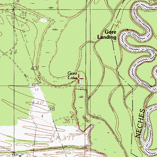 Topographic Map of Gore Lake, TX