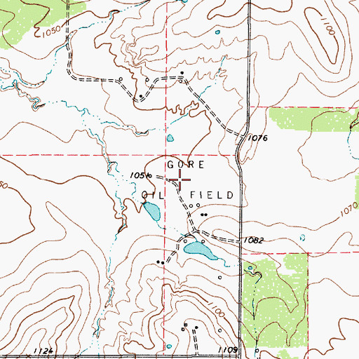 Topographic Map of Gore Oil Field, TX