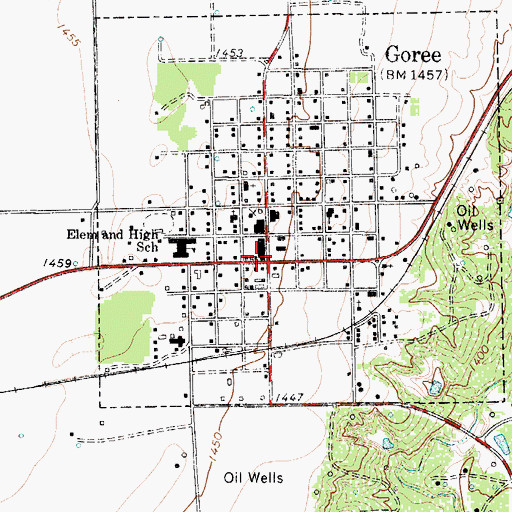 Topographic Map of Goree, TX