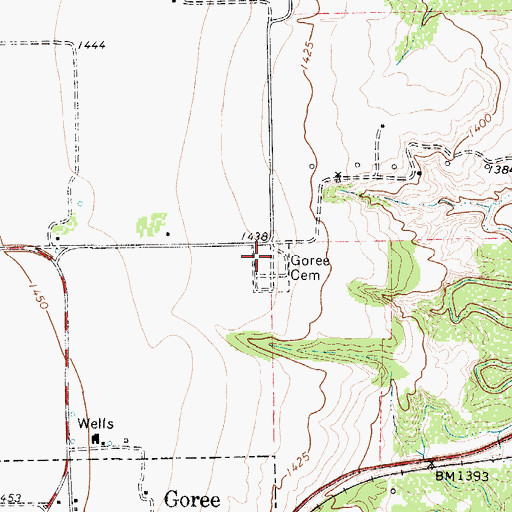Topographic Map of Goree Cemetery, TX