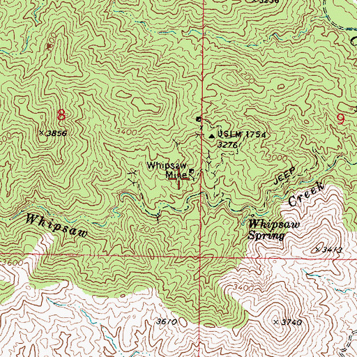 Topographic Map of Whipsaw Mine, AZ