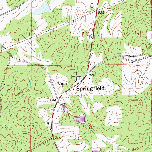Topographic Map of Springfield Baptist Church, AL