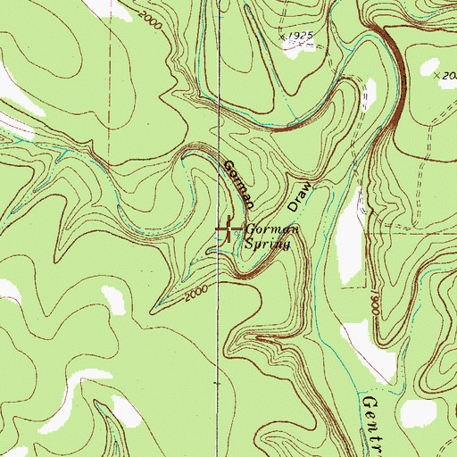 Topographic Map of Gorman Spring, TX