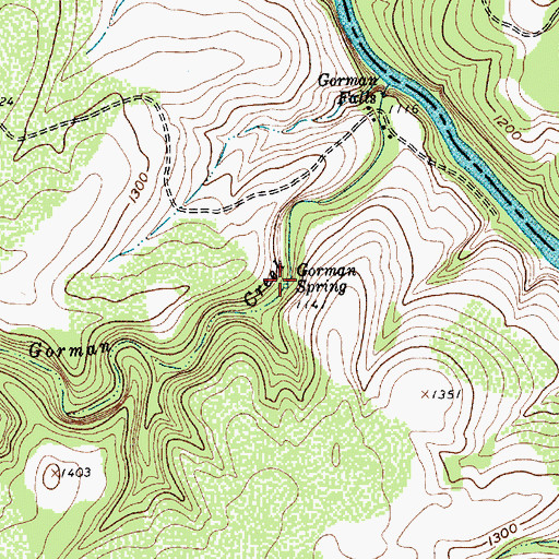 Topographic Map of Gorman Spring, TX
