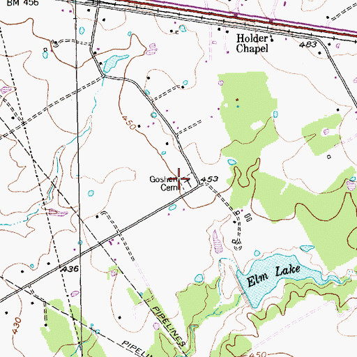 Topographic Map of Goshen Cemetery, TX