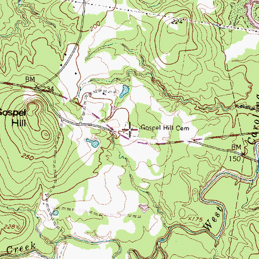 Topographic Map of Gospel Hill Cemetery, TX