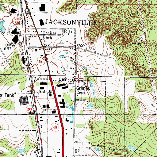 Topographic Map of Gossett Chapel, TX