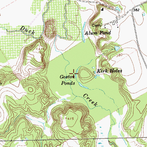 Topographic Map of Goston Ponds, TX