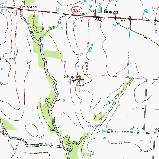 Topographic Map of Gough Cemetery, TX