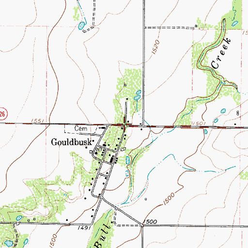 Topographic Map of Gouldbusk, TX