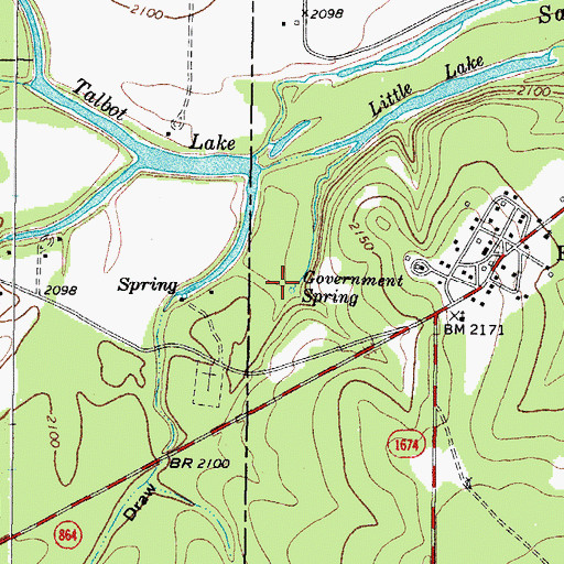 Topographic Map of Government Spring, TX