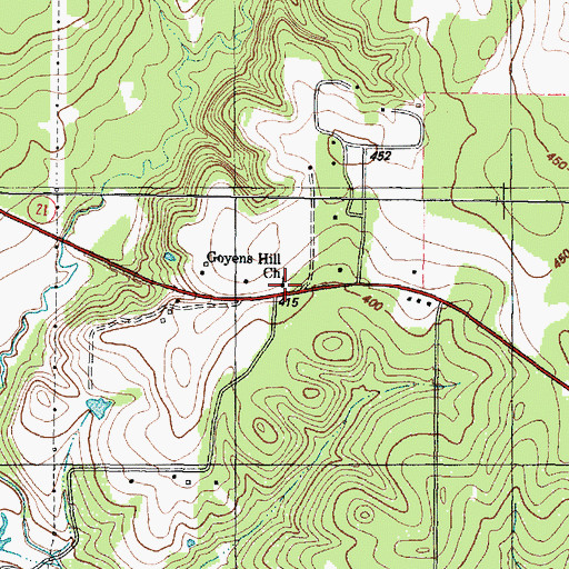 Topographic Map of Goyens Hill Church, TX