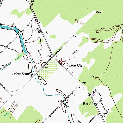 Topographic Map of Grace Church, TX
