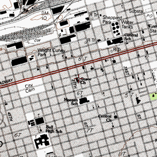 Topographic Map of Grace Church, TX