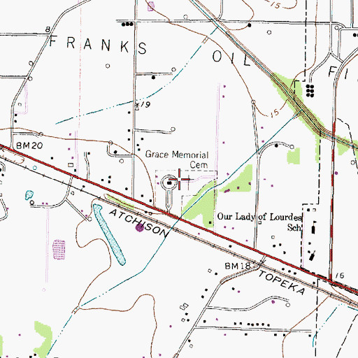Topographic Map of Grace Memorial Cemetery, TX