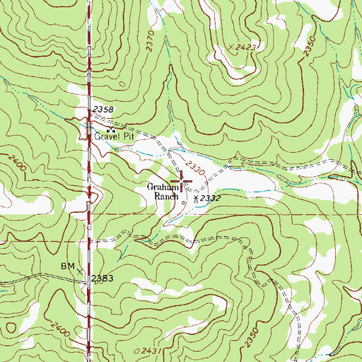Topographic Map of Graham Ranch, TX