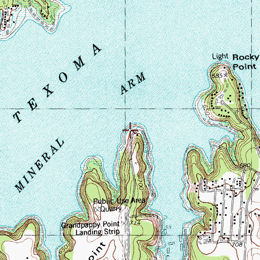 Topographic Map of Grandpappy Point, TX