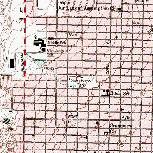 Topographic Map of Grandview Park, TX