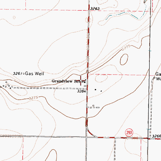 Topographic Map of Grandview School, TX
