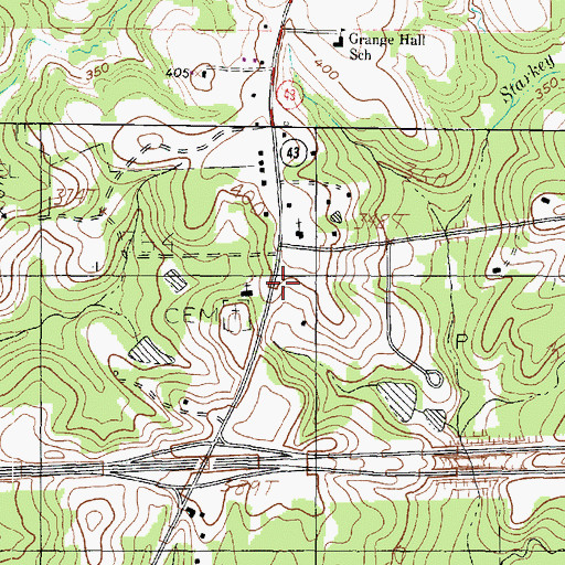 Topographic Map of Grange Hall Church, TX