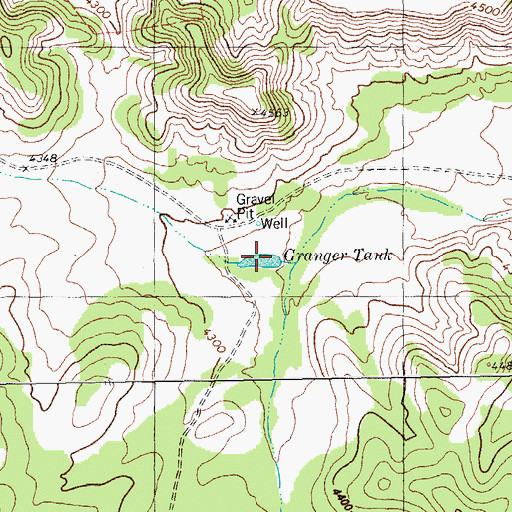 Topographic Map of Granger Tank, TX