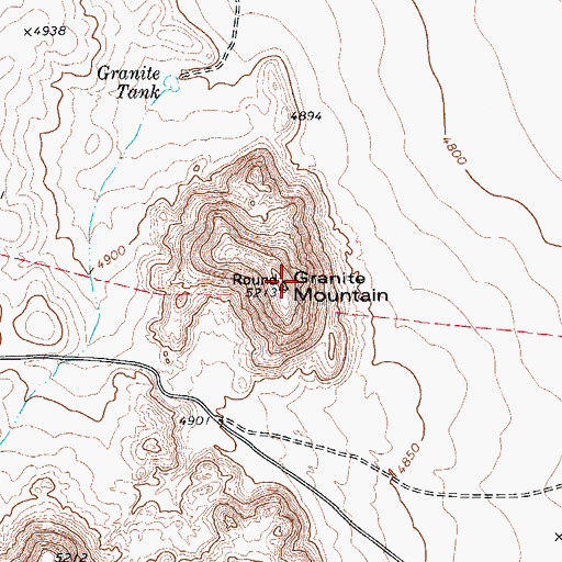 Topographic Map of Granite Mountain, TX