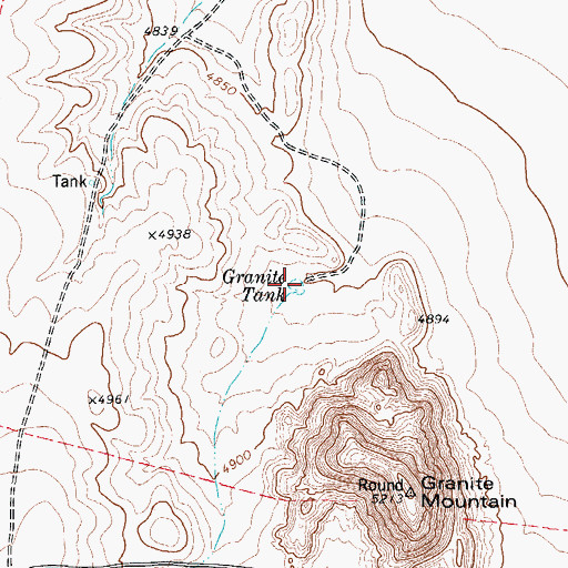 Topographic Map of Granite Tank, TX