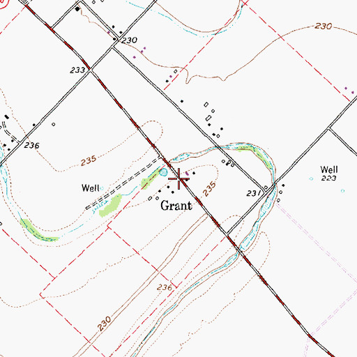Topographic Map of Grant, TX