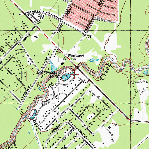 Topographic Map of Grant Woods Park, TX