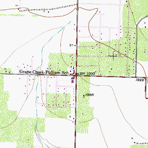 Topographic Map of Grape Creek-Pulliam School, TX
