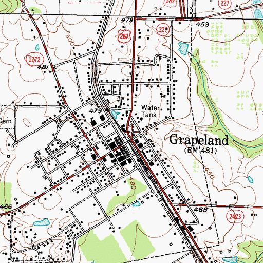 Topographic Map of Grapeland, TX