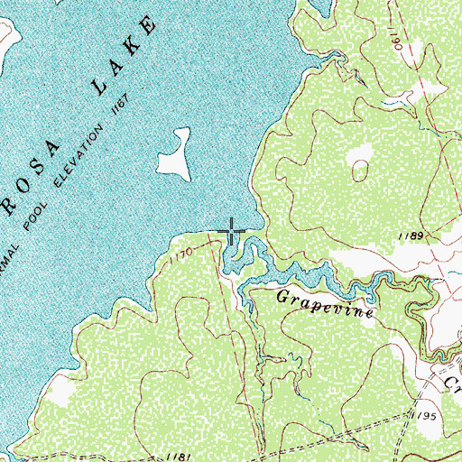 Topographic Map of Grapevine Creek, TX