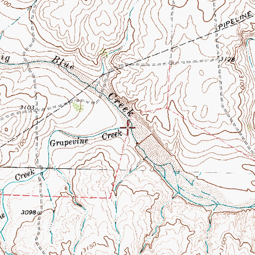 Topographic Map of Grapevine Creek, TX