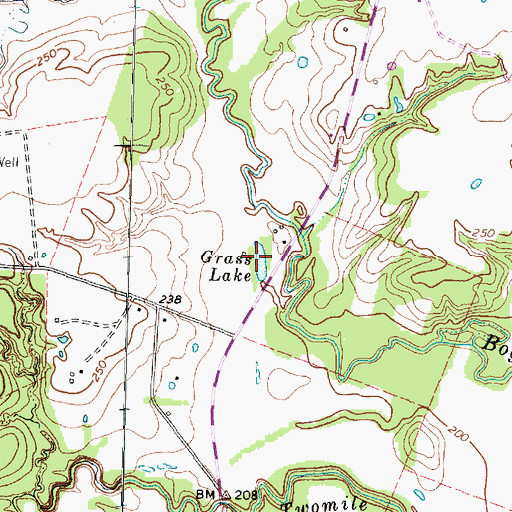Topographic Map of Grass Lake, TX