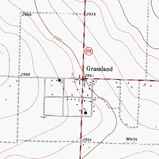 Topographic Map of Grassland, TX
